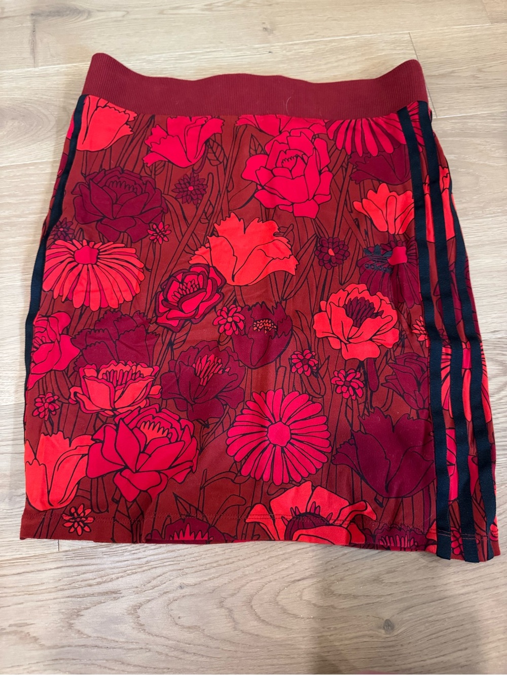 Adidas Red Floral Knit Skirt - Women's Stretch Pencil Skirt